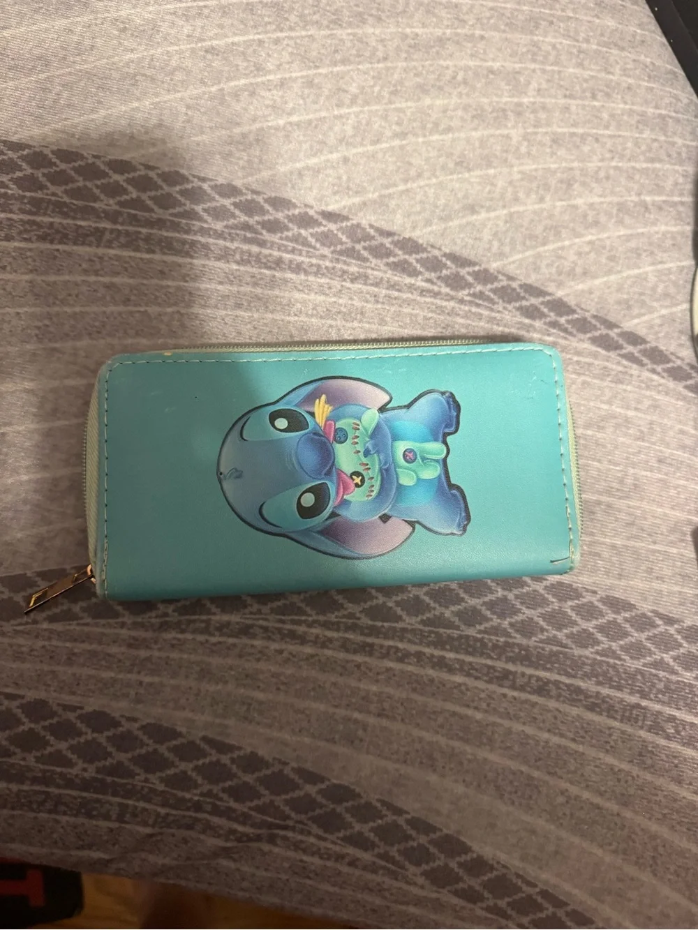 Kids Teal Stitch Wallet with Character Print